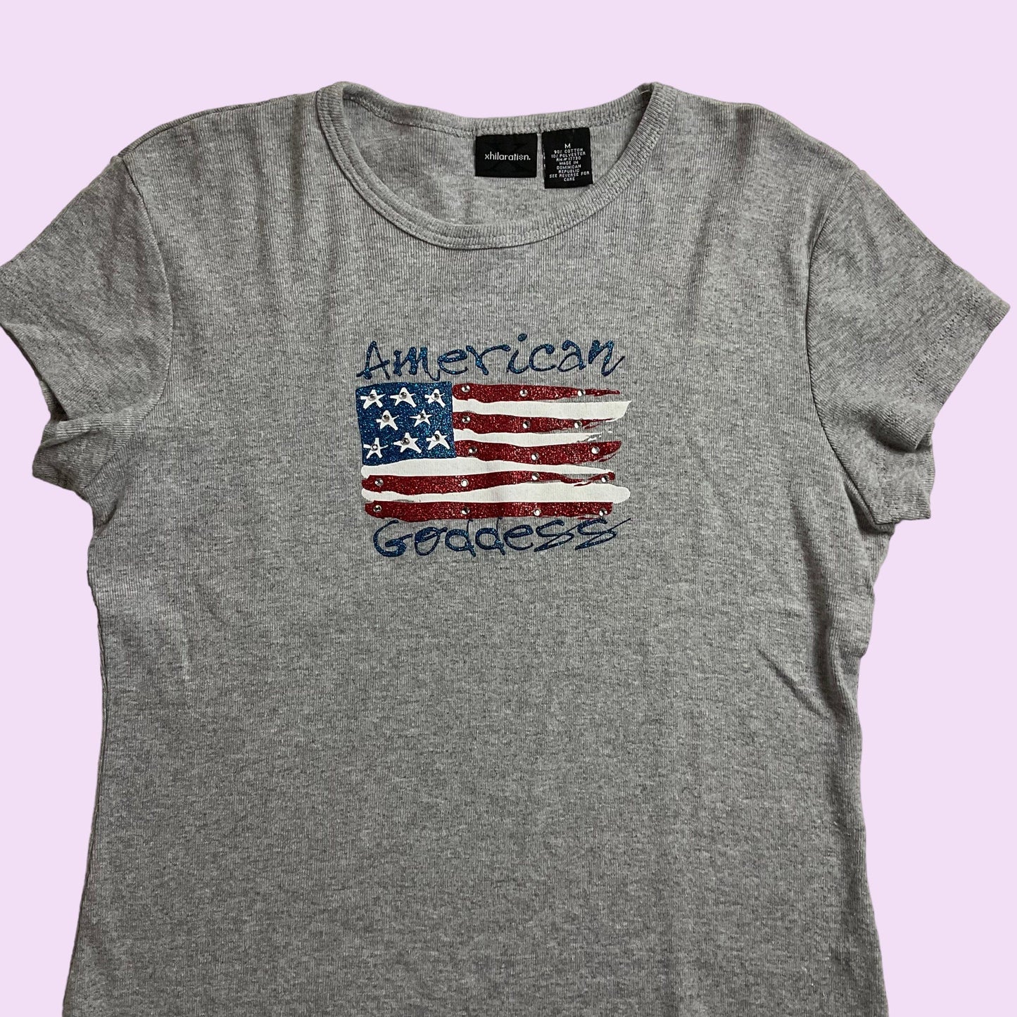 Vintage 90s Graphic “American Goddess” Xhilaration Baby Tee