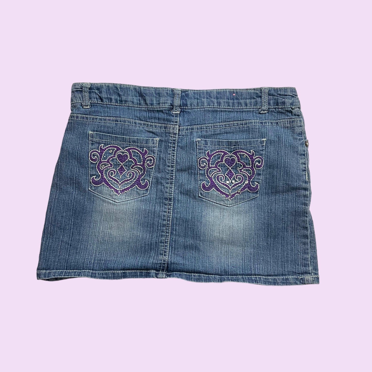 Y2K Embroidered Denim Mini Skirt