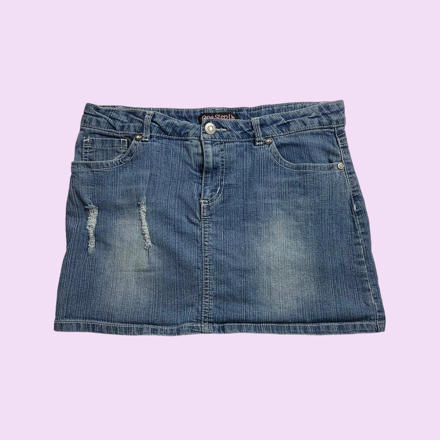 Y2K Embroidered Denim Mini Skirt