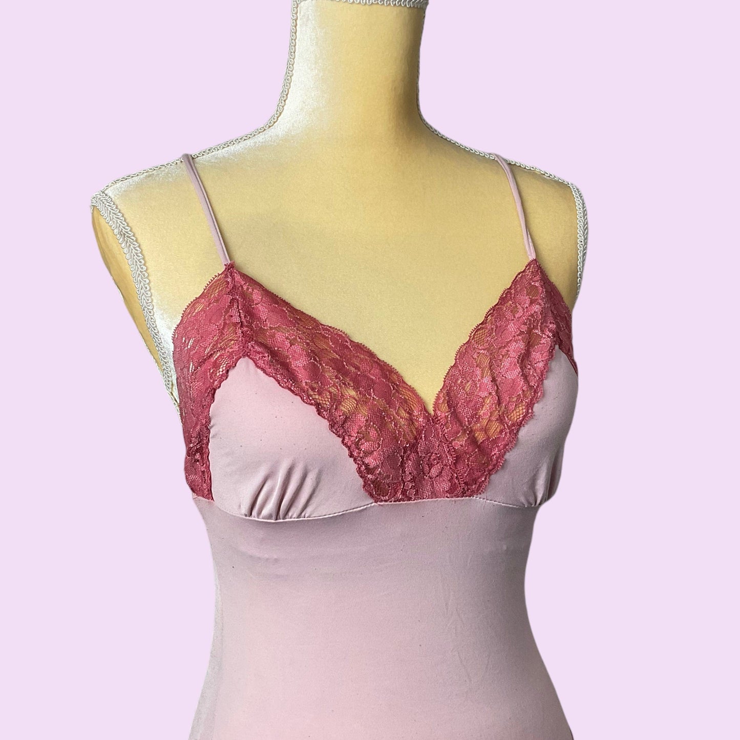 Y2K Lace Trim Pink Cami Top