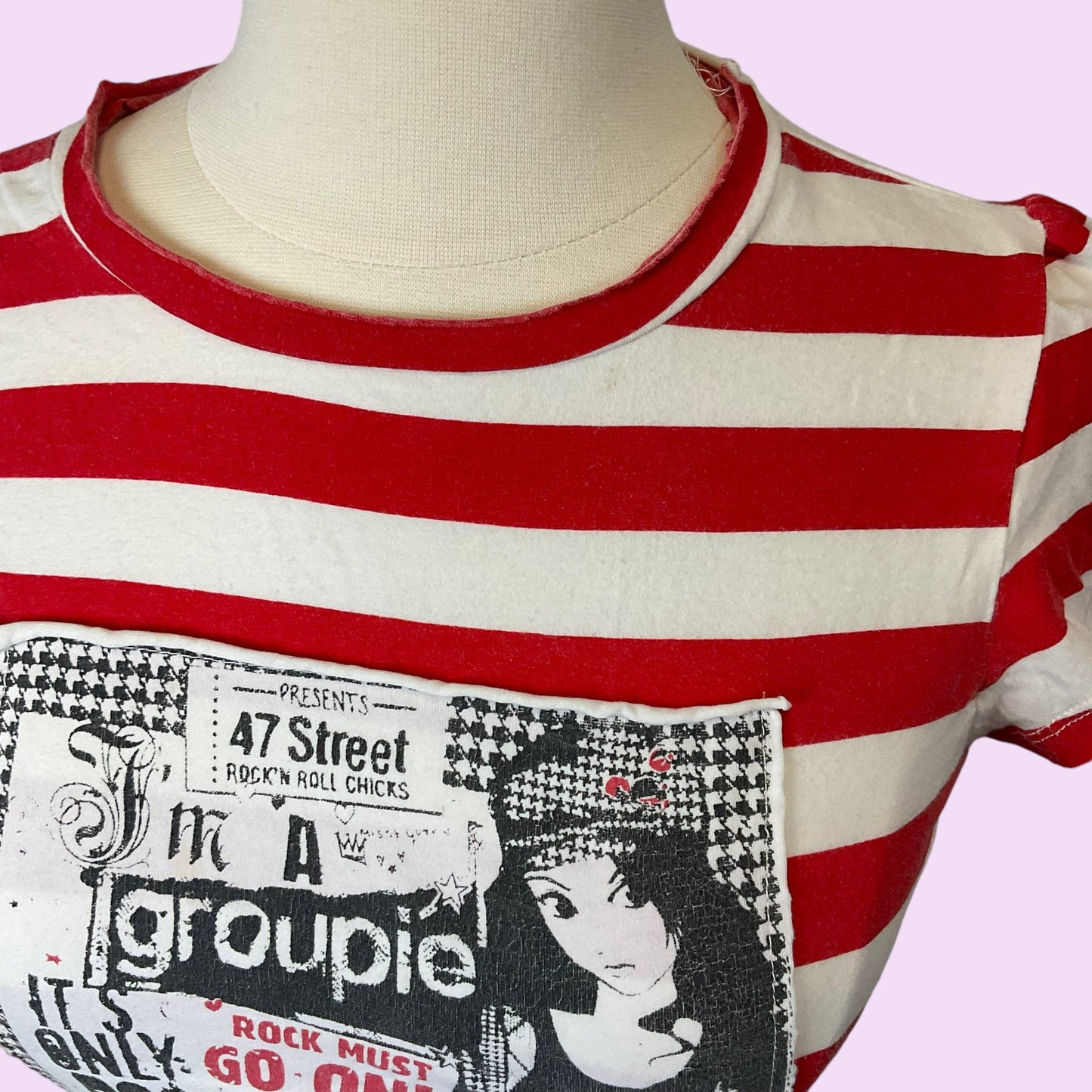 Vintage Y2K Euro Graphic Striped Top