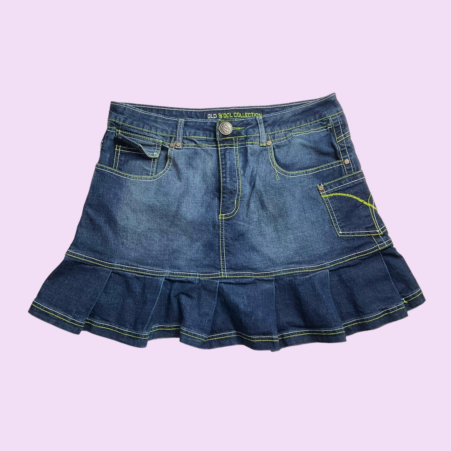 Y2K Denim Pleated Mini Skirt