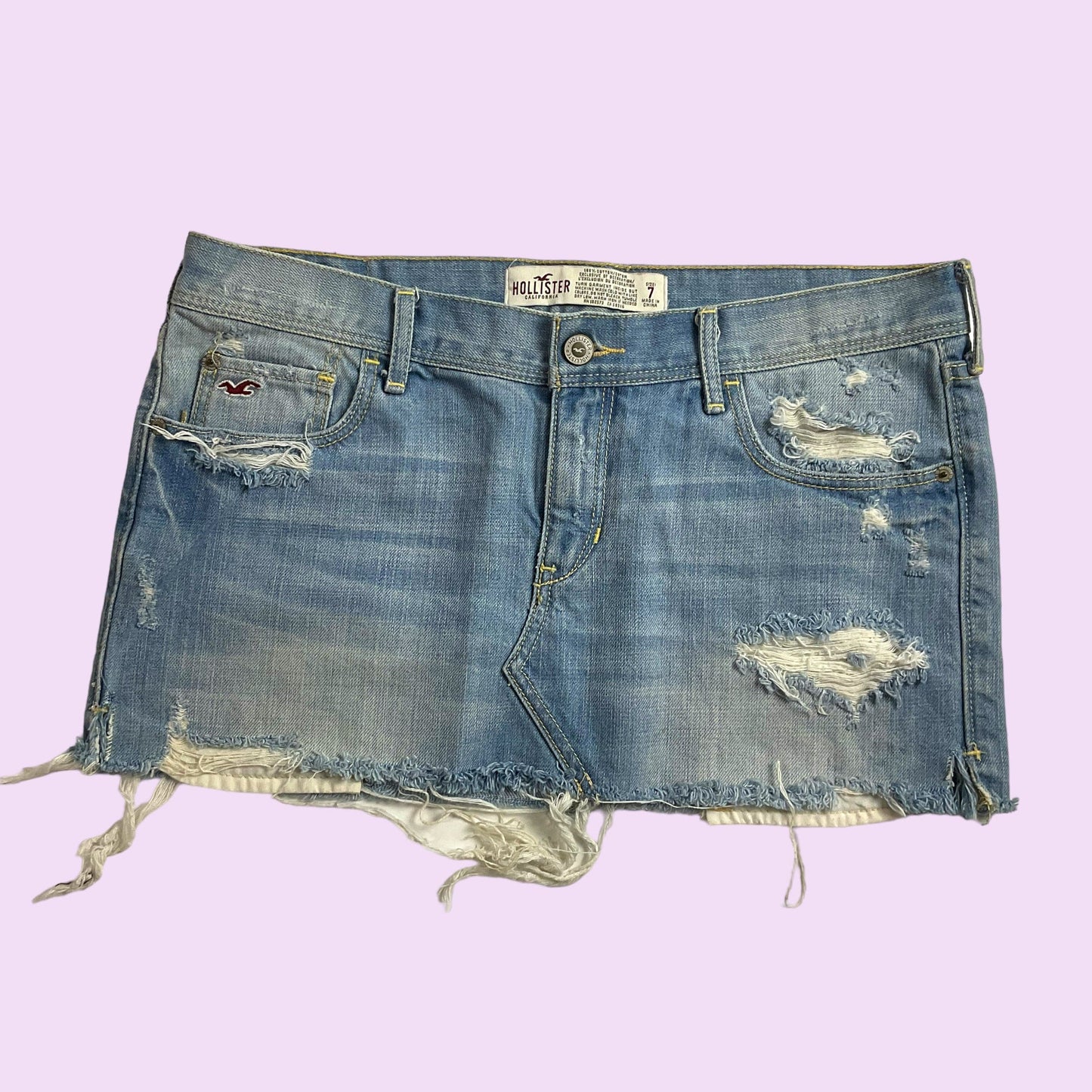 Y2K Light Distressed Denim Mini Skirt