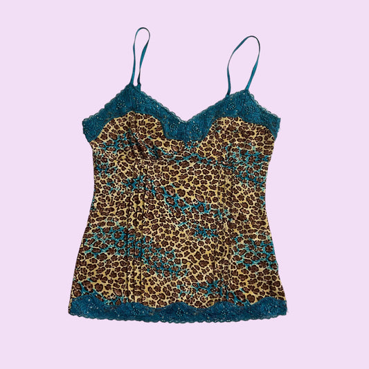 Vintage Y2K Leopard Print Cami Top