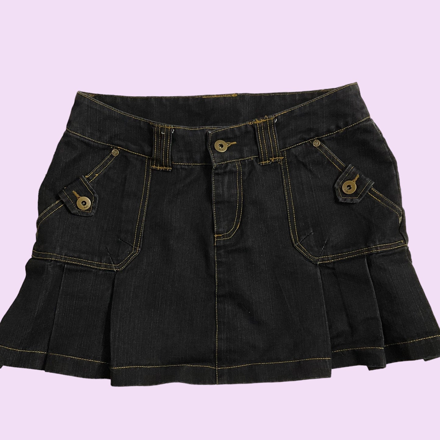 Vintage Y2K Denim Pleated Mini Skirt