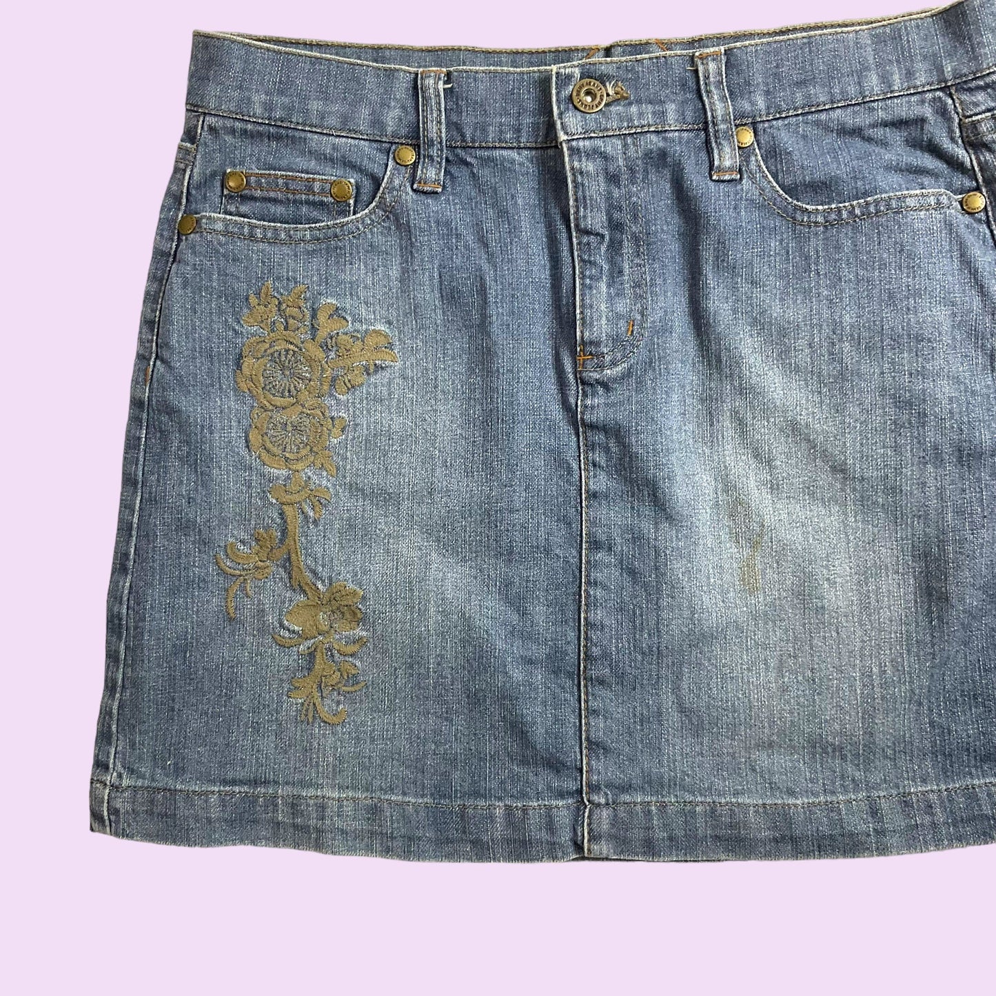 Y2K Embroidered Denim DKNY Skirt