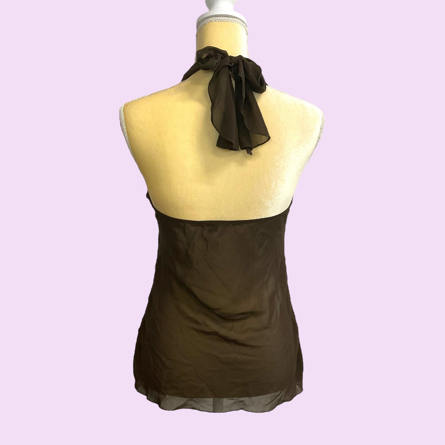 Vintage 90s Mesh Brown Halter Top