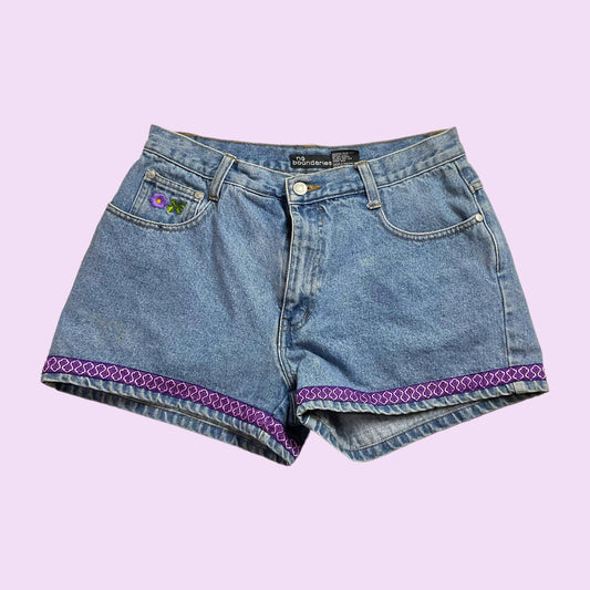 Vintage 90s Embroidered No Boundaries Denim Shorts