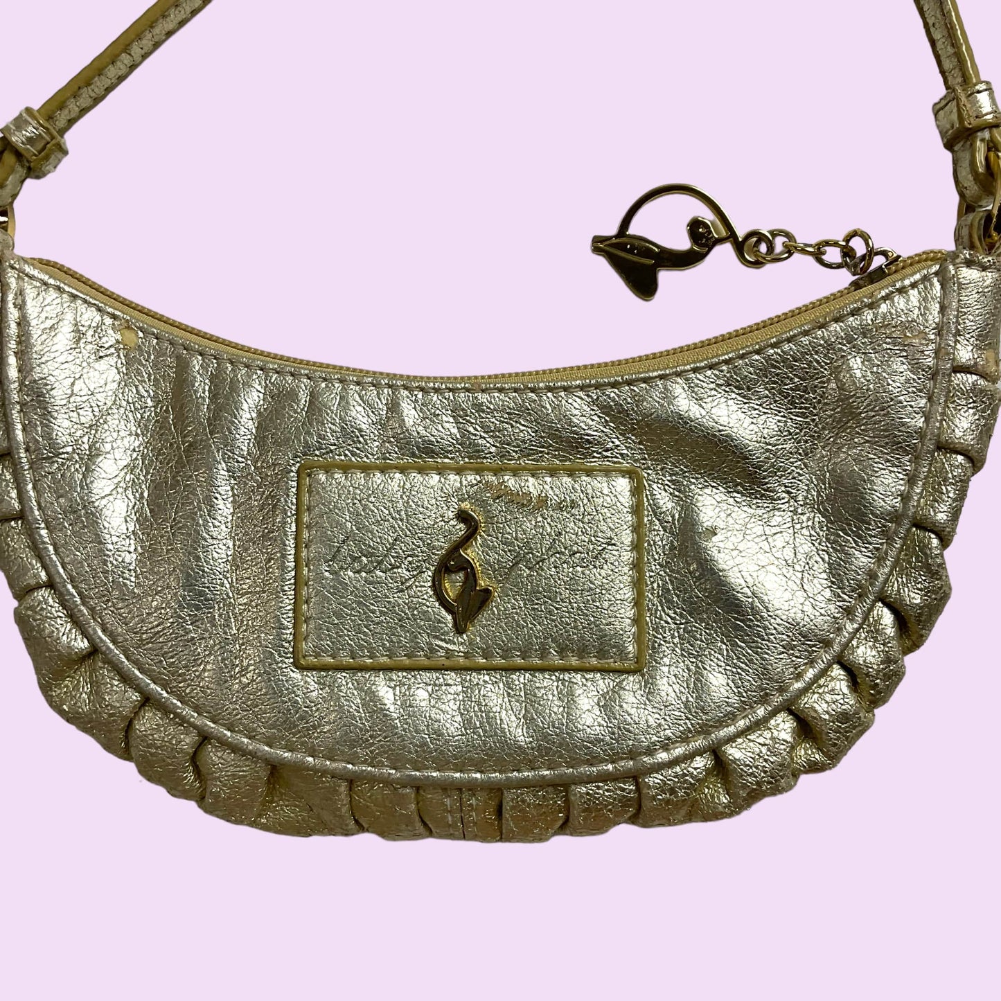 Y2K Gold Metallic Baby Phat Mini Handbag