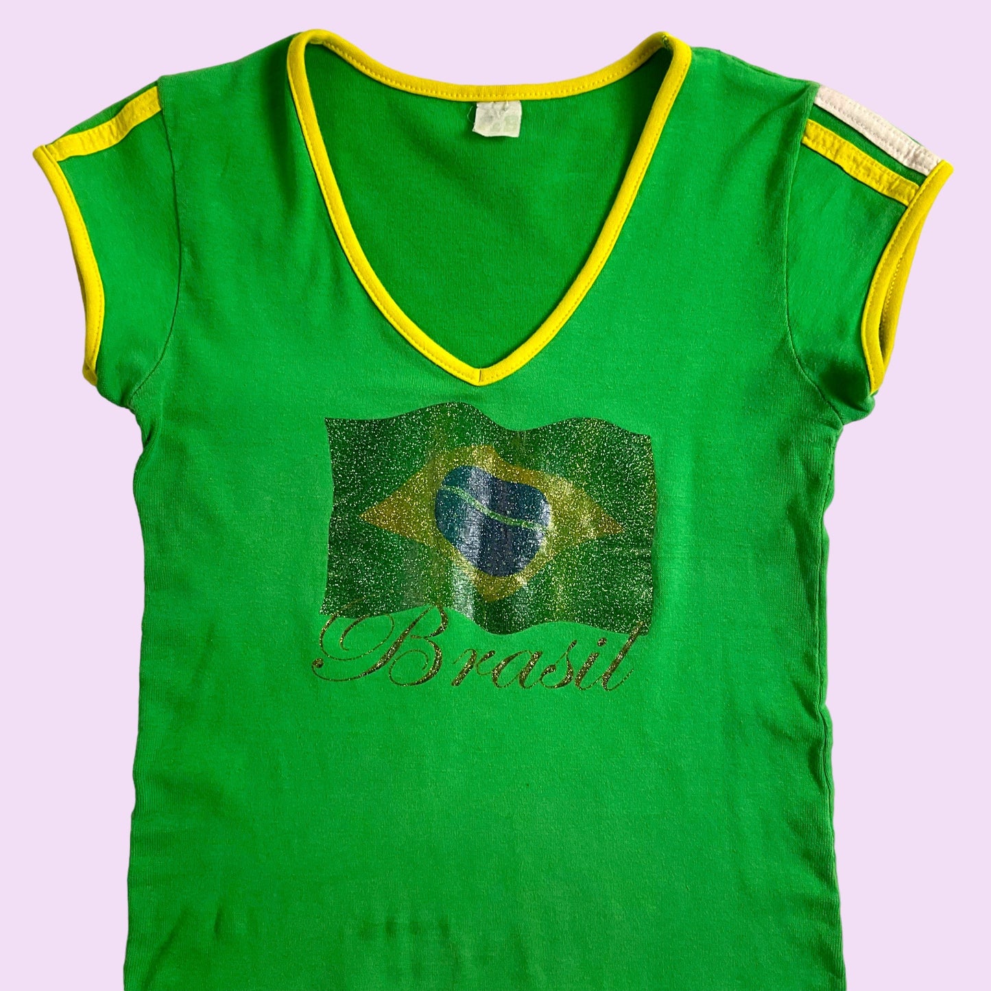 Vintage 80s Graphic “Brazil” V Neck Top