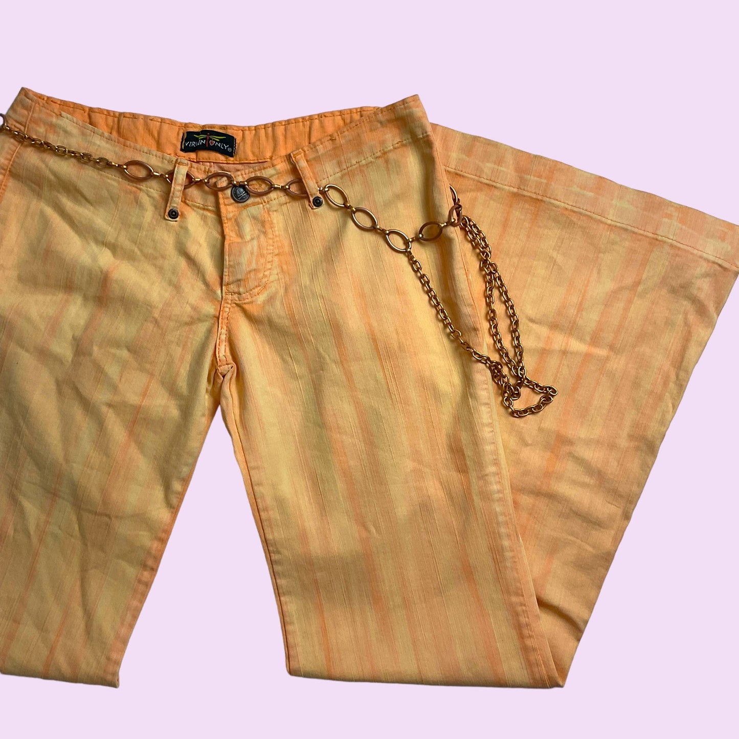 Vintage 90s Orange Buckled Flared Pants