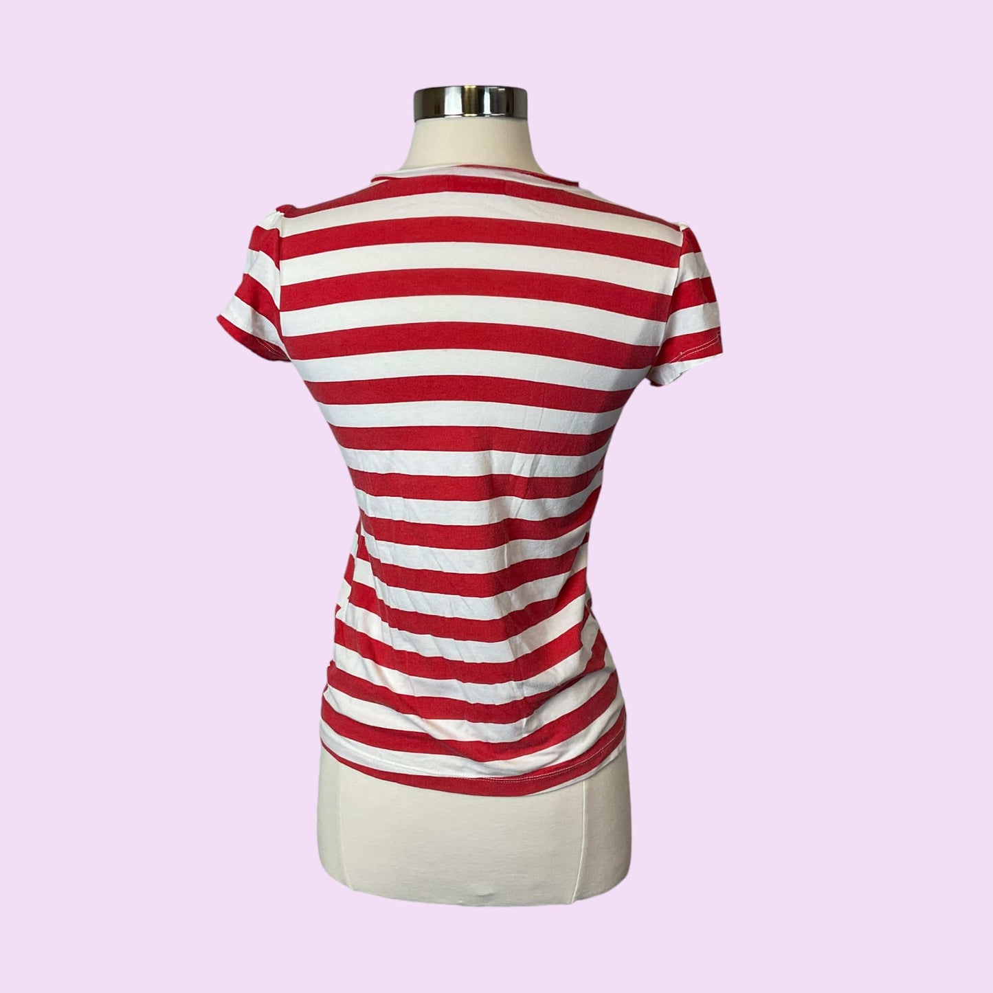 Vintage Y2K Euro Graphic Striped Top