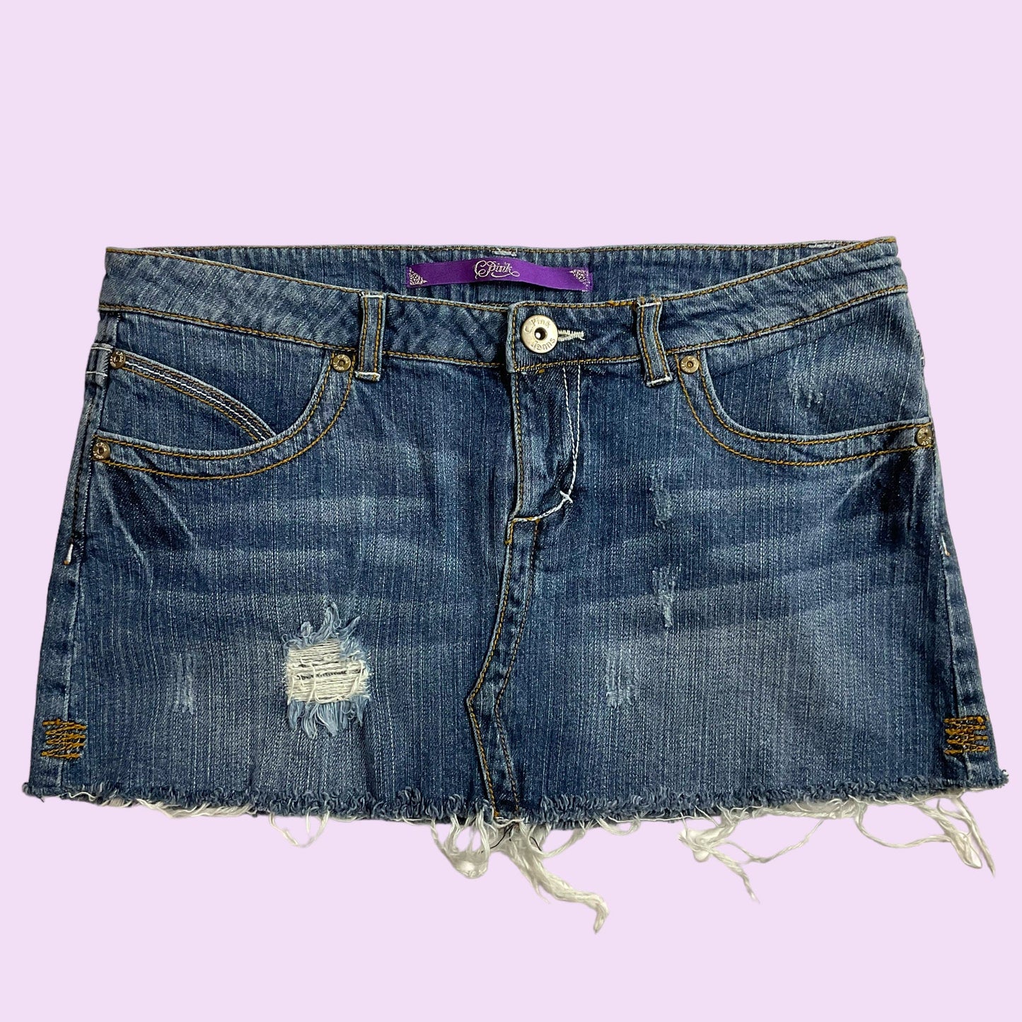 Y2K Denim Distressed Mini Skirt