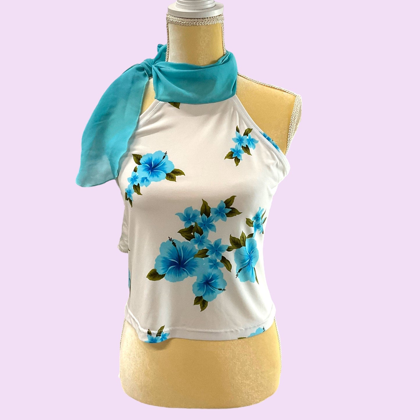 Vintage Y2K Euro Scarf Flower Print Top