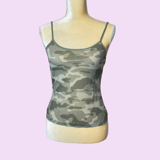 Vintage Y2K Camo Mesh Cami Top