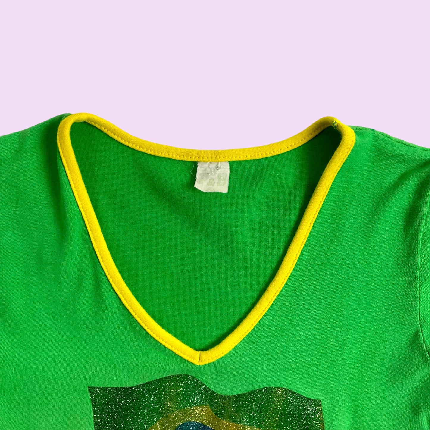 Vintage 80s Graphic “Brazil” V Neck Top