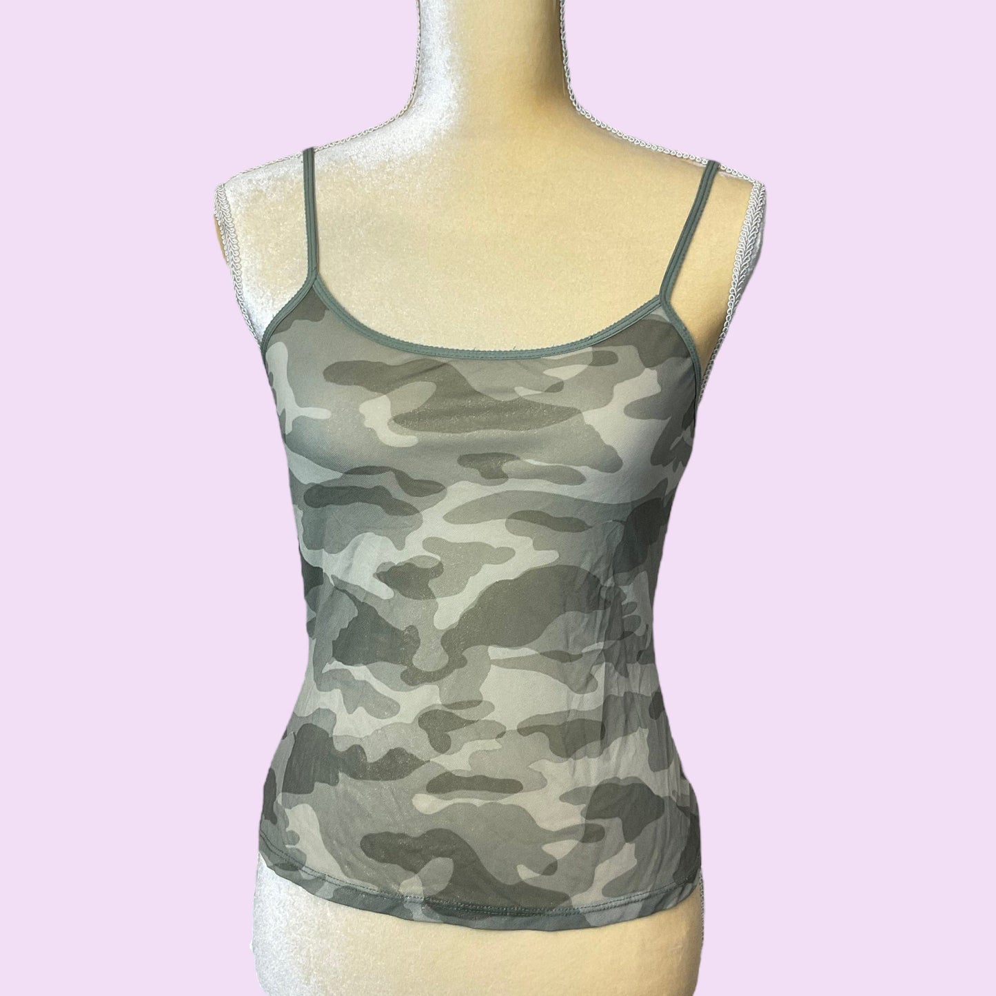 Vintage Y2K Camo Mesh Cami Top